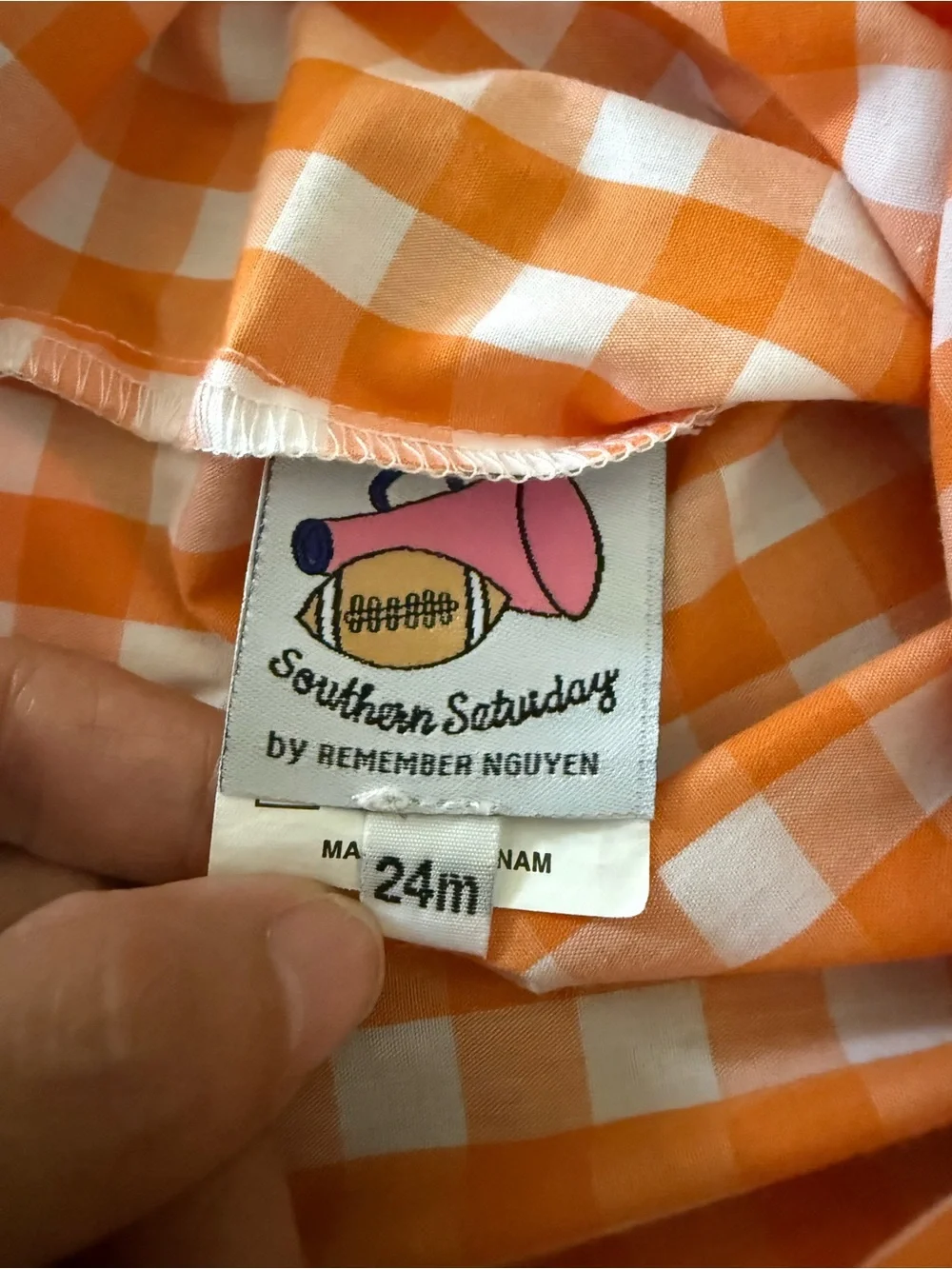 Remember Nguyen orange and white gingham bloomer Set | 24 MNTHS 🍊